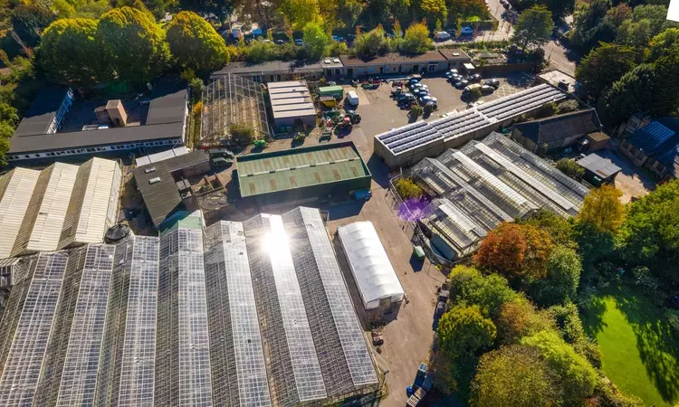 Aerial view of the redundant nursery buildings in The Regent's Park